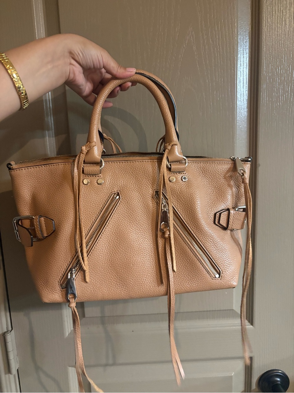 New Rebecca Minkoff Tan Pebbled Leather Satchel